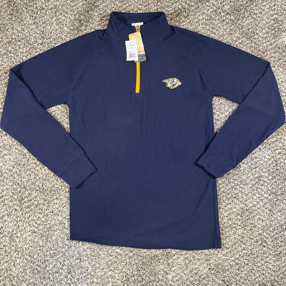 NHL Nashville Predators Quarter Zip Pullover Navy Waffle Knit Small H0MVG2MCOS
